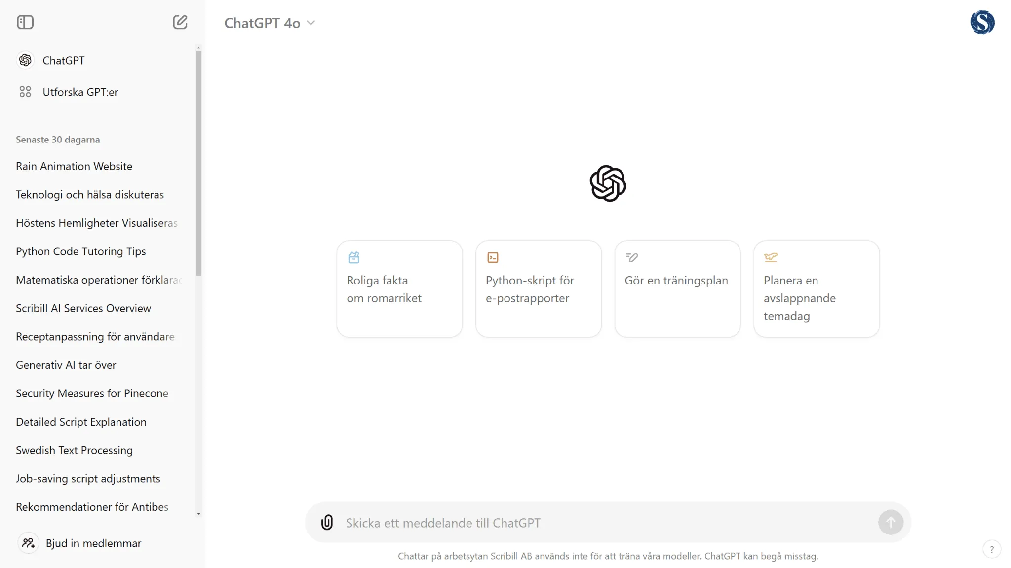 ChatGPT gränssnitt
