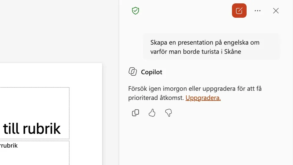 Spärrmeddelandet i PowerPoint när dagskvoten för redigeringsläget är slut